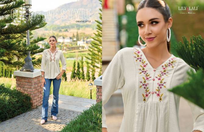 Melody Vol 3 By Lily And Lali Premium Short Embroidery Ladies Top Wholesale Shop In Surat
